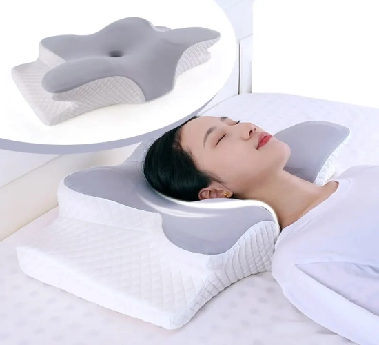 Butterfly-Shaped Memory Foam Pillow for Relaxing Cervical Support. Slow Rebound Design Provides Pain Relief, Making it an Ideal Orthopedic Pillow for a Restful Night's Sleep