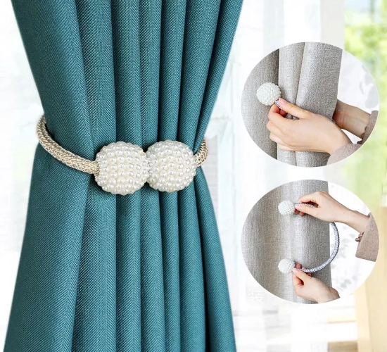 Magnetic Pearl Curtain Clip: Elegant Curtain Holders with Hanging Ball Buckle Tie Backs – Enhance Your Home Decor with Chic Curtain Accessories"