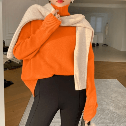 Classic Turtleneck Knitted Sweater for Women: Elegant, Thick, and Warm Winter Pullovers with a Loose Casual Fit - Ideal Female Knitwear Jumper.