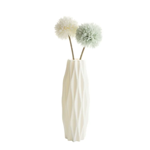 "White Imitation Ceramic Plastic Vase: Nordic Wedding Decor, Home Decoration for Dining Table and Bedroom, Decorative Flower Pot Plants Basket"