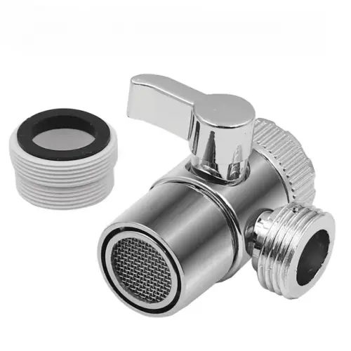 Adapter for kitchen sink faucets, with M22/M24 switch, diverter valve, and connector for toilets, bidets, showers, and bathrooms