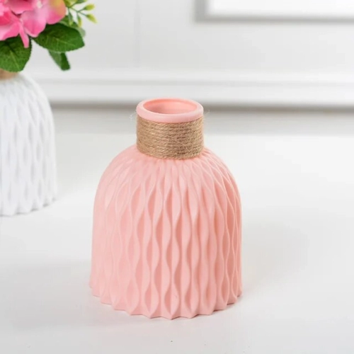 Modern European Decorative Ceramic Vase for Room Decor and Flower Arrangements. Home Ornaments in Basket Style