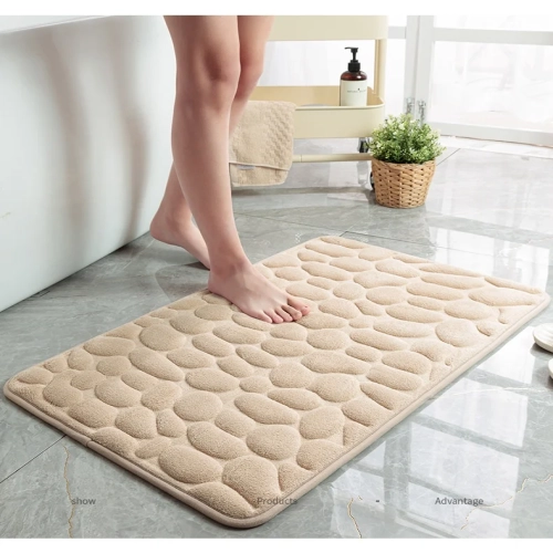 Cobblestone Embossed Memory Foam Mat - Non-slip Carpets for Bathroom, Bath, Wash Basin, Bathtub Side, Floor, Shower Room, and as a Doormat for Enhanced Comfort.
