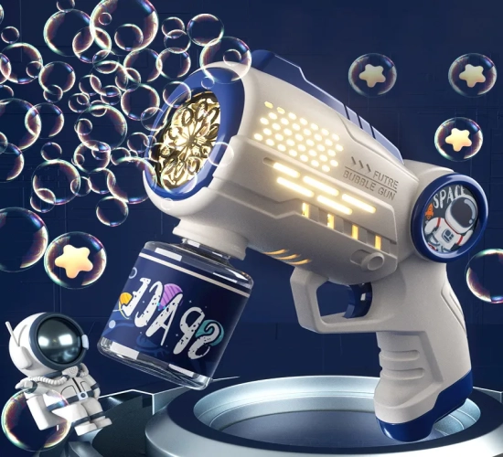 Electric Automatic Light Bubble Gun with Astronaut Design: Summer Beach, Bath, and Outdoor Fun Fantasy Toy for Children – Perfect Kids' Gift."