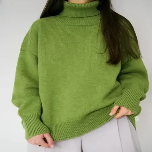 Bornladies chic turtleneck sweater for women, perfect for autumn/winter. Thick, warm, oversized, casual, and loose fit—an ideal knitted jumper.