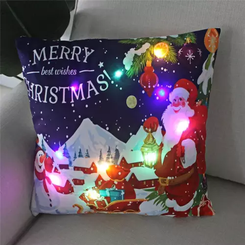 Unique 2023 Christmas LED Cartoon Pillowcase with Light String: Festive Cushion Cover for Home Decor during Christmas and New Year