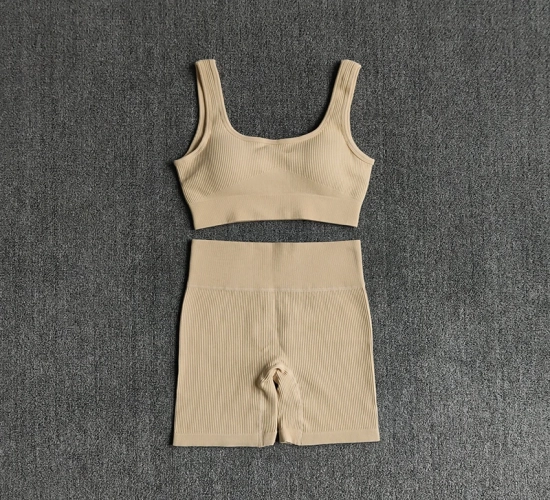 A Sexy Bra paired with Seamless Sports Shorts, perfect for Workout, Running, and Gym sessions. Elevate your athletic style with this Athletic Sport Suit.