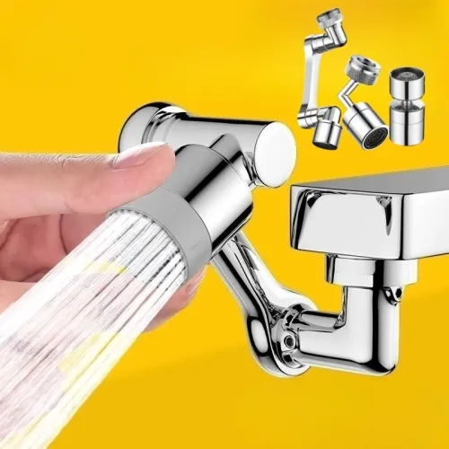 "Versatile All-Metal 1080° Swivel Faucet Sprayer Head: Aerator, Bubbler, and Nozzle for Kitchen Tap, Washbasin, and Faucet Extender with Robotic Arm"