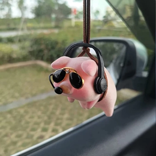 "Adorable Panda/Pig/Tiger Car Pendant - Swing Pig Interior Decoration, Creative Gift for Auto Rearview Mirror"