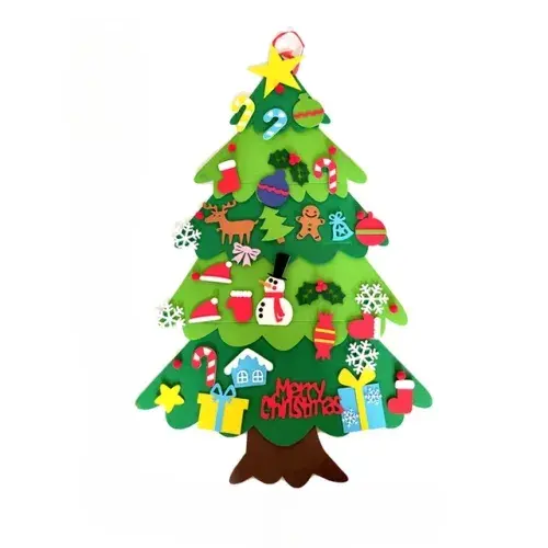 Felt Christmas tree kit with Santa, snowflakes for kids. Perfect DIY wall hanging and New Year gift in 2023.