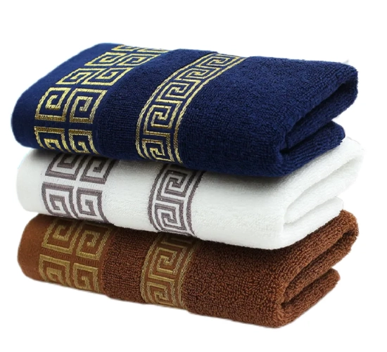 High-Quality Face and Bath Towels - 100% Cotton, Soft Feel, Highly Absorbent, Ideal for Shower, Hotel Use, and Bathroom. Available in White, Blue, and Multi-color options, measuring 75x35cm.