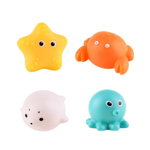 LED Light-Up Animals Bath Toy Cute Swimming Frogs with Soft Rubber, Induction Feature for Kids' Play. Funny Gifts for Bath Time Fun.
