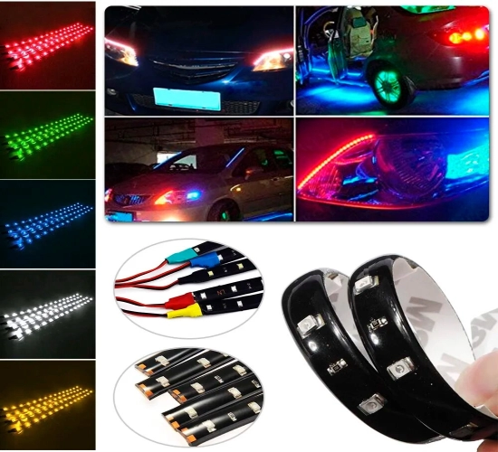 2 PCS Waterproof Flexible LED Strip SMD3528 - 30CM Red Green Blue White Warm White Super Bright Car Styling Decor Stickers Lamp