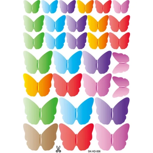 DIY Multicolor Butterfly Wall Stickers  Set of 30 Solid Color 3D PVC Butterflies, Art Decals for Living Room and Home Decor Mural