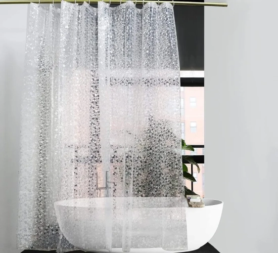 "Modern 3D Mildew-Proof Shower Curtain with Hook: Waterproof, Translucent Bathing Curtains for Stylish Bathroom Home Decoration."