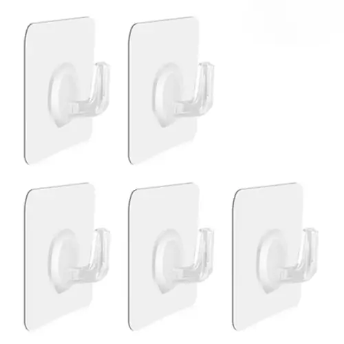 Transparent Wall Mounted Hooks: Set of 30/5PCS - Self-Adhesive Door Hangers with Heavy Load Capacity, Ideal Rack for Kitchen and Bathroom Accessories."