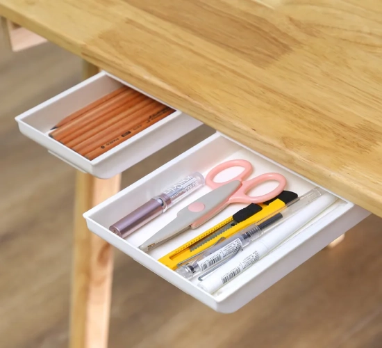 Invisible Under-Desk Storage Drawer Creative Stationery Box for Student Dormitories, Desktop Organization.
