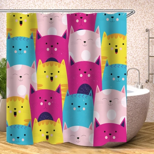 Cute Cat Shower Curtain: Waterproof, Large, Adorable Design for Home Decor.