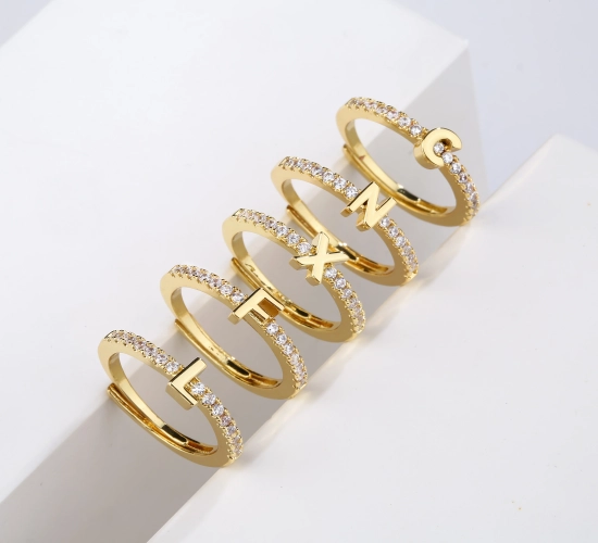 Classic Simple Opening Initials Letter Ring for Women - Fashionable Finger Ring, Ideal for Parties, a Stylish Jewelry Gift Available Wholesale