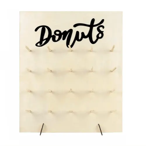 Rustic Wooden Donut Wall DIY Wedding, Baby Shower, Anniversary, and Birthday Party Decoration. Perfect for Table Decor and Party Favors.