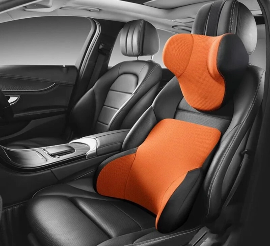 Comfortable and Breathable Memory Cotton Car Neck Pillow and Lumbar Cushion for Auto Seat Support