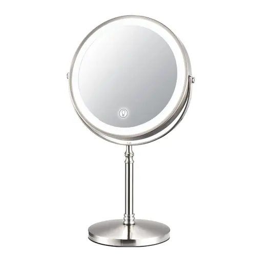 8-Inch Gold Makeup Mirror with USB Charging - 10X Magnifying, Backlit, Adjustable Light for Standing Vanity, Cosmetic Mirro