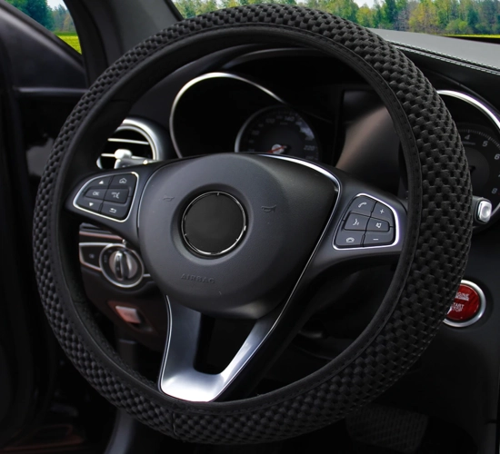 Breathable Mesh Cloth Car Steering Wheel Cover for Women – Stylish Black Design with Massage Features for a Comfortable and Enjoyable Driving Experience"