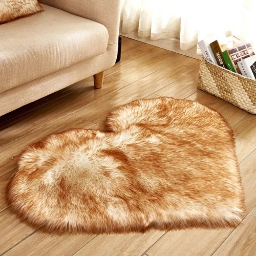 "Heart-Shaped Faux Fur Rug for Bedroom: Fluffy Shaggy Area Rug with Sheepskin Feel – Cozy and Stylish Carpets for Throw, Sofa Decor, Floor Mat, and Plush Comfort"