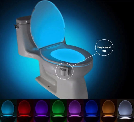 ZK30 Smart Toilet Seat Night Light with PIR Motion Sensor, 8/16 Colors Waterproof Backlight LED Lamp for Toilet Bowl, WC Toilet Light