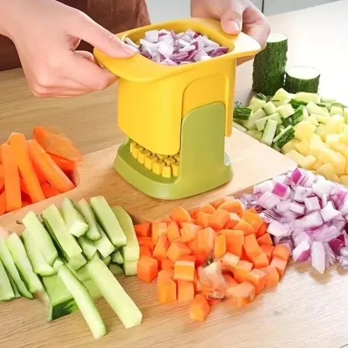 Multifunctional Vegetable Chopper - Onion Dicing Artifact, French Fries Slicer, Kitchen Gadget for Cucumber and Potato Slicing, Essential Kitchen Tools.