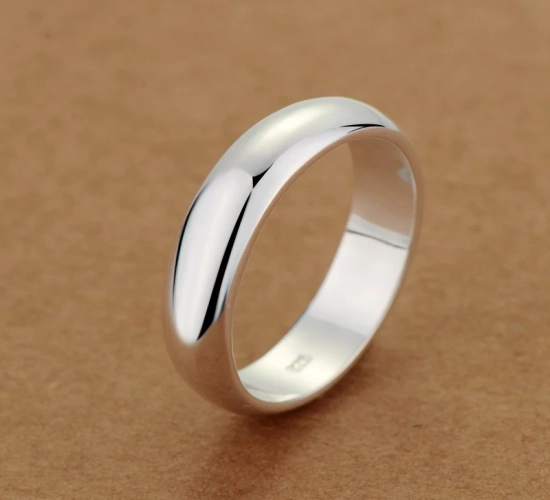 Simple White Gold Color Rings for Women Men - 4mm Stainless Steel Wedding Band - Lover's Gift Jewelry