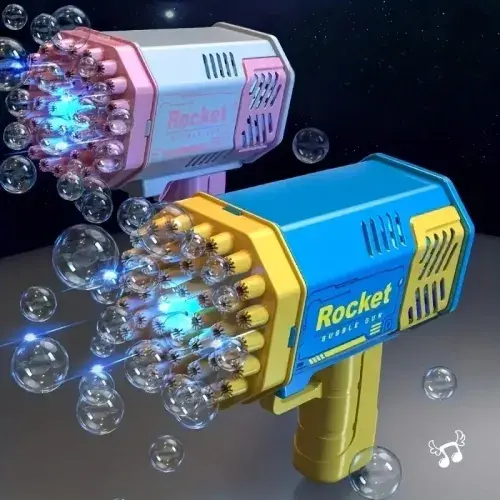 Fully Automatic 40-Hole Bubble Machine: Outdoor Bubble Blower with Lights, Battery-Free, and Bubble-Water-Free Operation