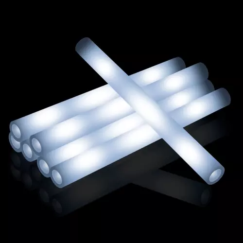 LED Foam Glow Sticks: White Light-Up Sponge Sticks for Weddings, Parties, Props, and Cheer Batons