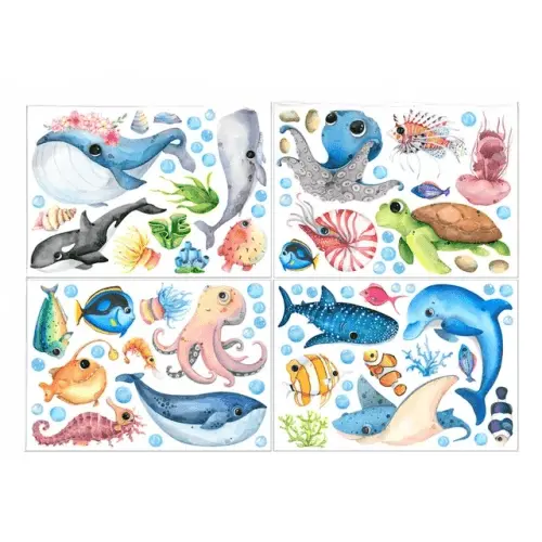 Transform Kids' Room or Bathroom with Adorable Decals featuring Octopus, Sea Turtle, and Fish. Ideal for Wall Tiles, these Posters add a playful touch to Home Decoration.