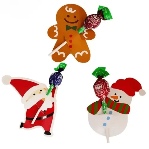 Set of 30 Christmas Lollipop Cards - Featuring Cartoon Snowman, Tree, Santa, and Deer Designs, Perfect for Xmas DIY Party Decorations and Kids' Gift Supplies