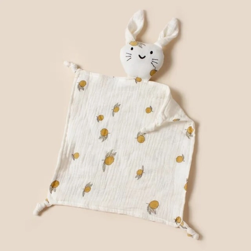 Soft Cotton Muslin Comforter Adorable Cat Design for Newborns, Doubles as Sleeping Dolls and Kids' Sleep Toy. Also Functions as a Soothe, Appease Towel, Bib, and Saliva Towel