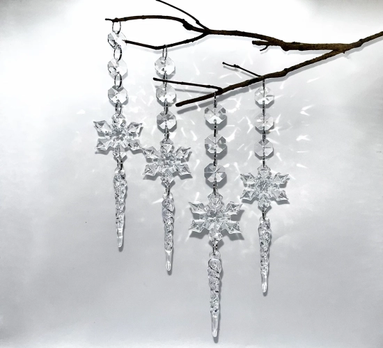 Set of 12 Snowflake Transparent Acrylic Crystal Hanging Ornaments: Perfect for Christmas Festival Decoration, Home Decor, and Christmas Tree Enhancement"