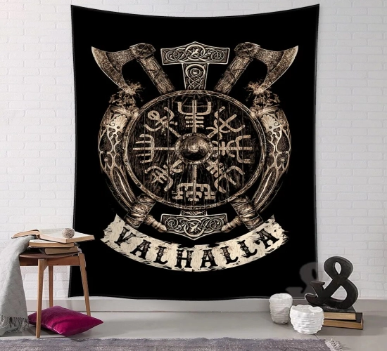 Viking Retro Mysterious Raven Tapestry Wall Hanging: Boho Hippie, Tarot, and Witchcraft-inspired Home Decor for Your Living Room and Bedroom