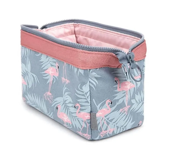 Stylish Flamingo Print Cosmetic Bag Waterproof Travel Organizer for Women, Portable Toiletry Kit and Makeup Beautician Bag.