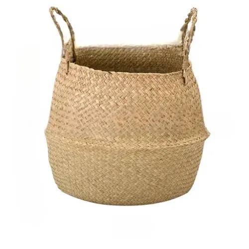 "Rattan Elegance: Wicker Planter Basket for Stylish Flower Display, Laundry Storage, and Decorative Organization in the Household."