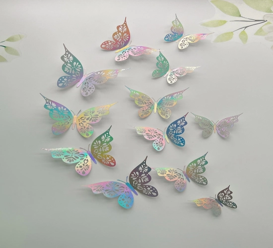 Set of 12 Pieces 3D Hollow Butterfly Wall Stickers – Perfect for Bedroom, Living Room, and Home Decoration, Adding a Touch of Whimsy with Beautiful Paper Butterflies