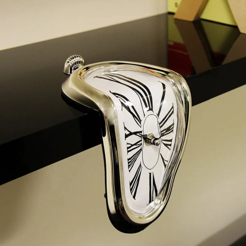 Surreal Melting Clock - Silent Salvador Dali Style Wall Watch for Decorative Home, Office, Shelf, Desk, and Table, Ideal Gift