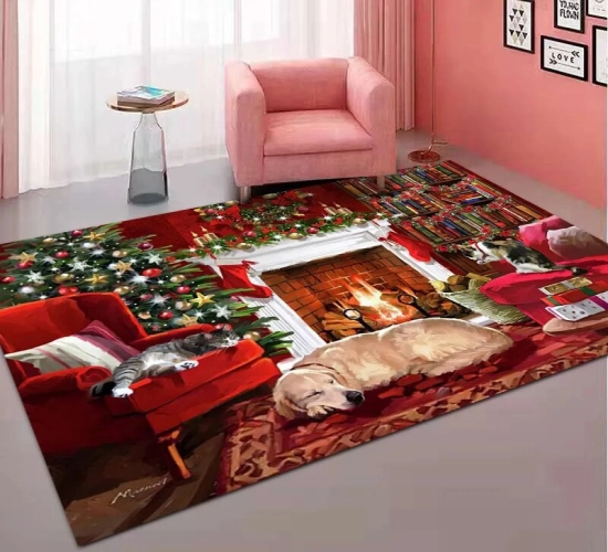 Festive Christmas Decor Carpet for Living Room, Home Decor, Sofa, Table, Large Area Rug, Bedroom Entrance, Doormat, and Bathroom Non-slip Ma
