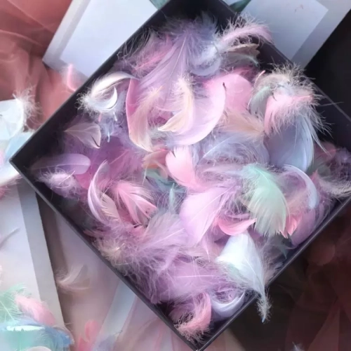 100pcs Colorful Feather Box Filler - DIY Craft Supplies for Wedding, Birthday Party Decoration Accessories.