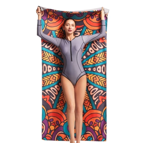 Ultra-Lightweight Microfiber Beach Towels with Carrying Bag - Quick Drying, Fast-Absorbing, and Featuring Bohemian Printing for Stylish Outdoor Adventures.