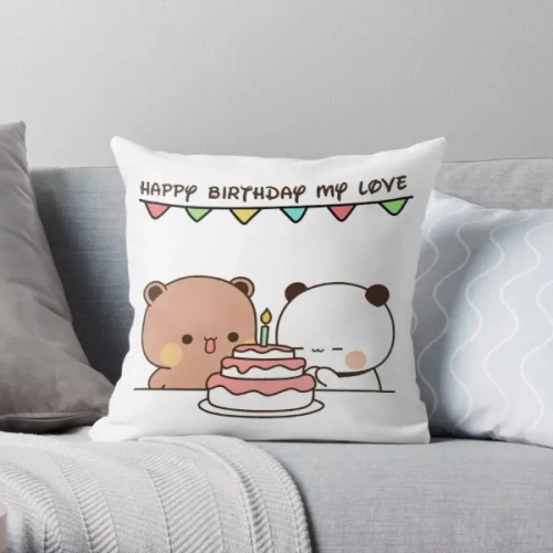 Panda Bear Hug Bubu Duda Mochi Peach Cat Throw Pillow: Anime Bed Fashion Pillowcase for Bedroom Sofa