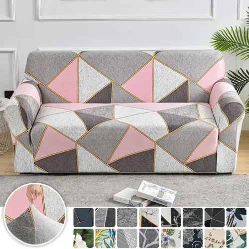 Printed L-Shaped Sofa Cover Stretchable Couch Slipcover for Living Room. Home Decor in 1/2/3/4 Seats, Removable and Stylish.