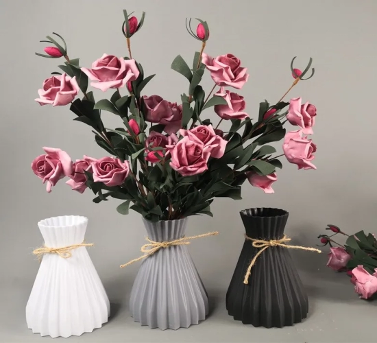 One Nordic Modern Plastic Flower Vase – Perfect for Home, Living Room, Parties, and Wedding Decorations. Elegant Ornamental Flower Pot Basket.