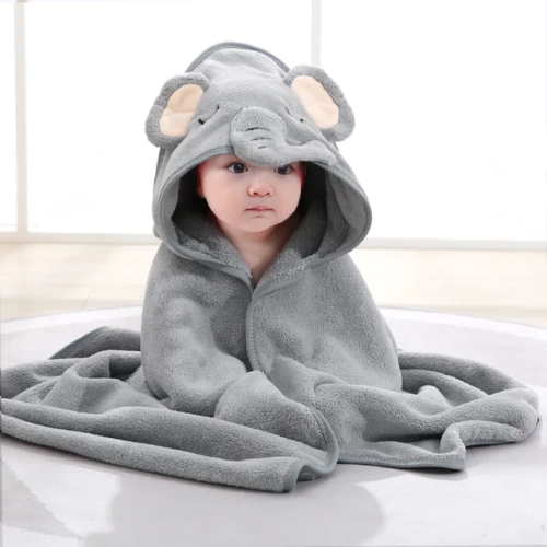 Hooded Coral Fleece Cartoon Baby Bath Towels - Newborn Swaddle Wrap and Kids Bathrobe, Ideal Baby Blankets for Girls and Boys (80x80cm)