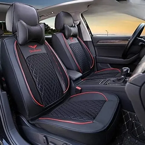Premium Coffee-Color 5D PU Leather Car Seat Covers: Full Surround Universal Seat Protector Set with Breathable Design